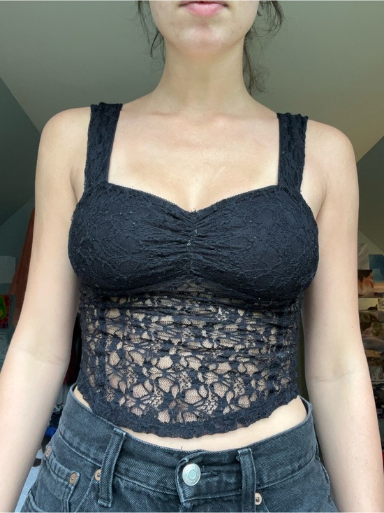 Urban Outfitters Tops - Urban Outfitters Black Lace Cropped Bustier Tank